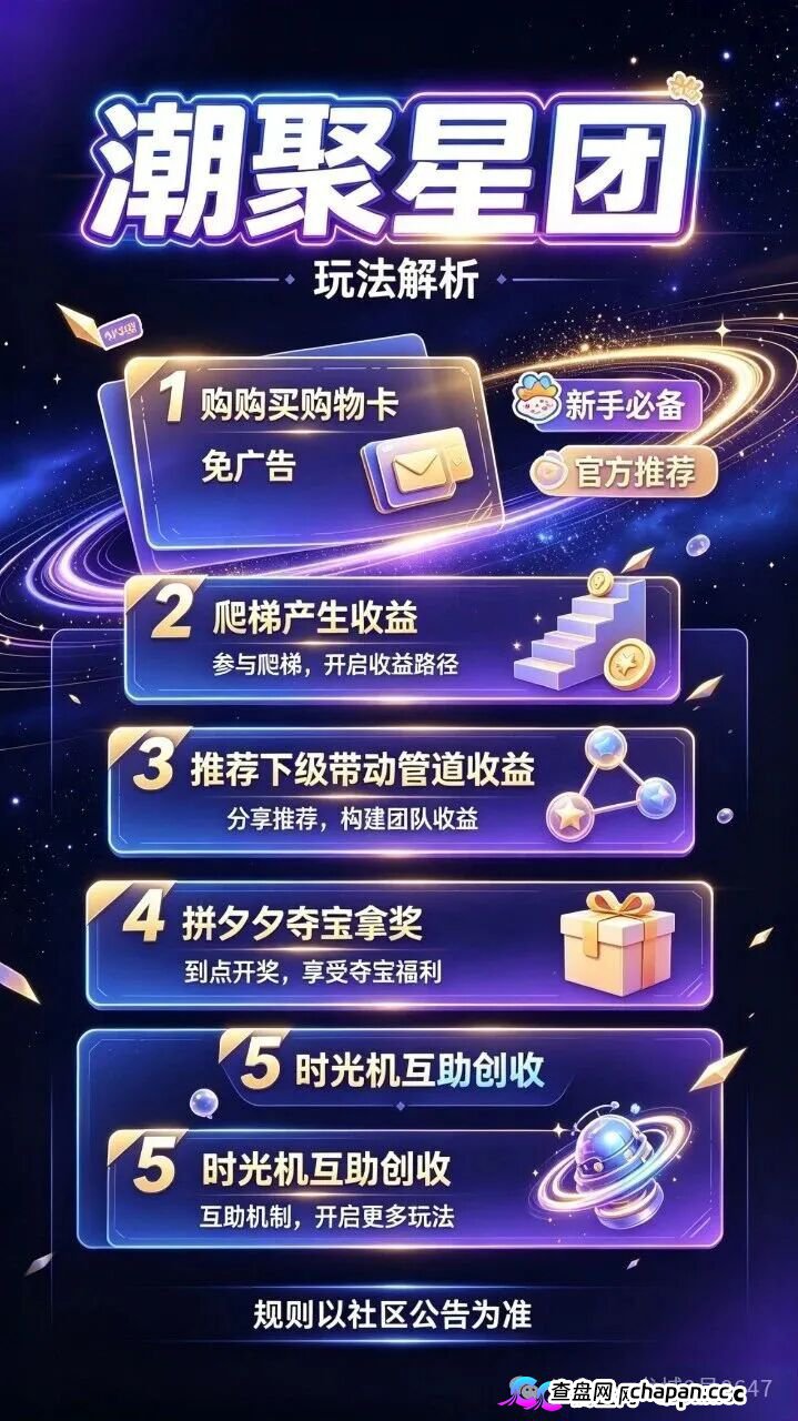 潮聚星团推“0撸”夺宝，百人拼团抽1人，未凑齐扣5%退积分，这哪是福利是拿